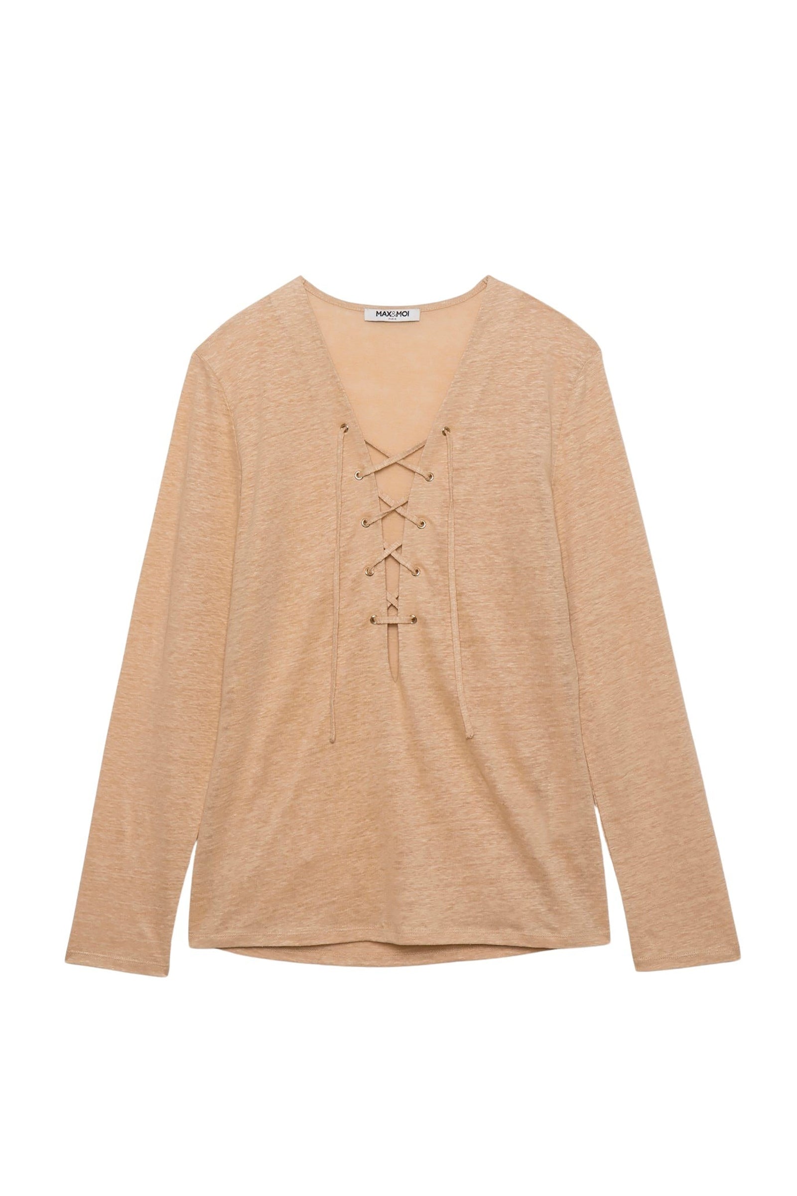 Tyhoa lace top in linen - Dune