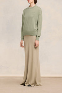 Pull Ami de Cœur à col rond avec broderie en laine - Heather Sage