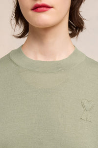 Pull Ami de Cœur à col rond avec broderie en laine - Heather Sage