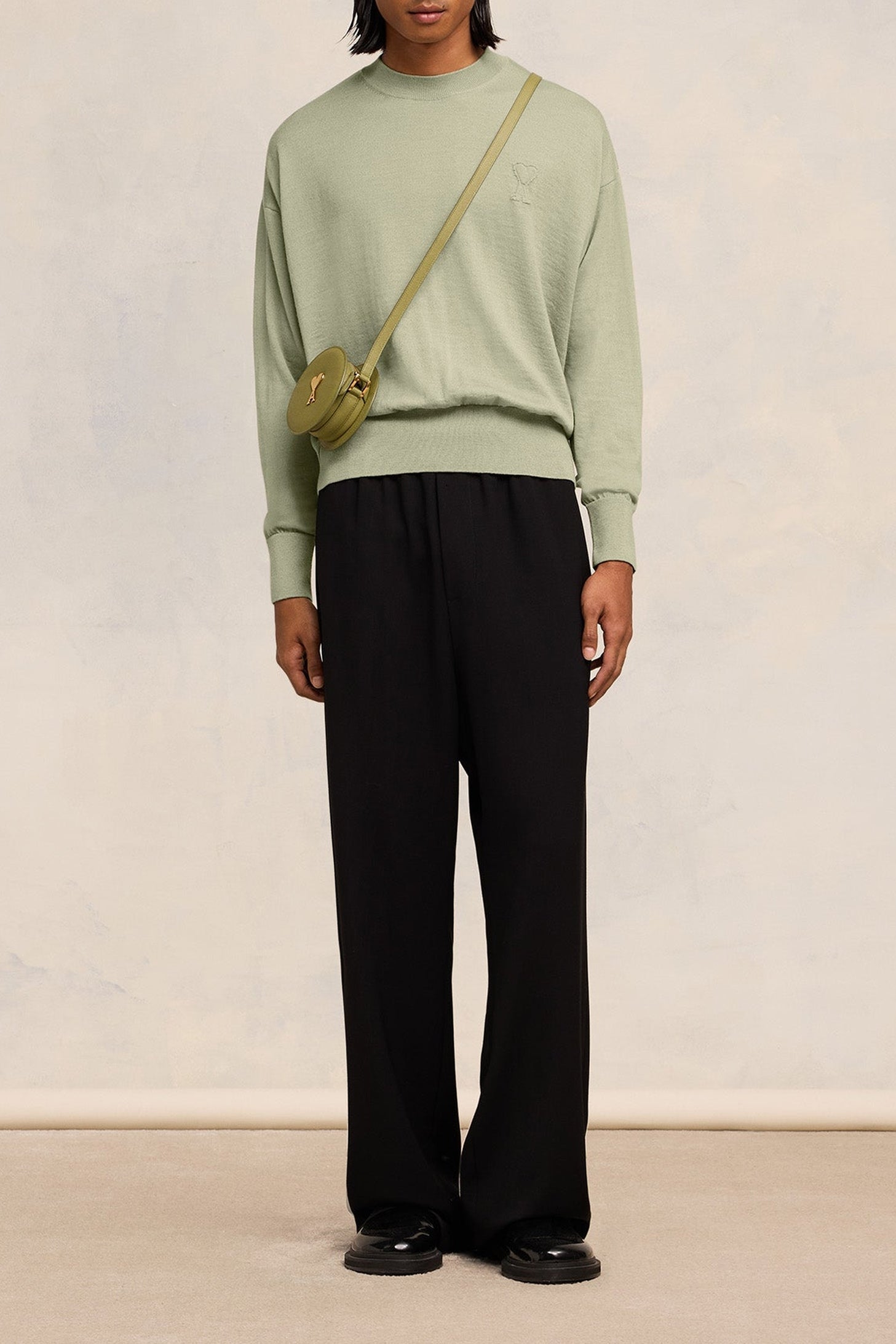 Pull Ami de Cœur à col rond avec broderie en laine - Heather Sage