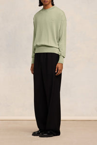 Pull Ami de Cœur à col rond avec broderie en laine - Heather Sage