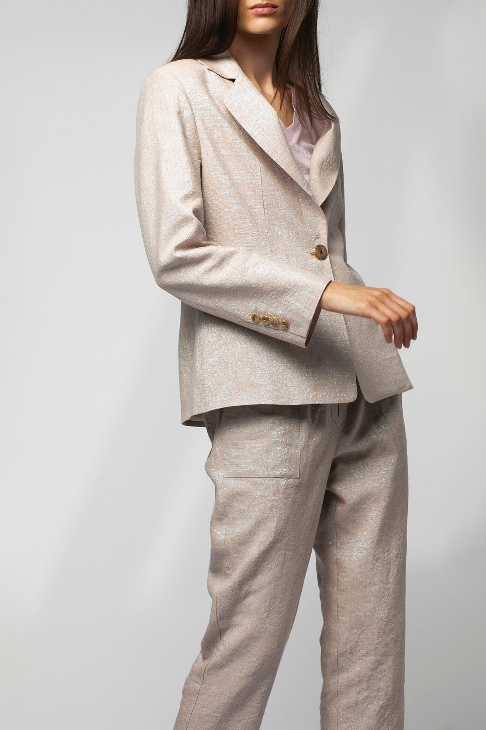 Vaena jacket in lurex linen - Dune