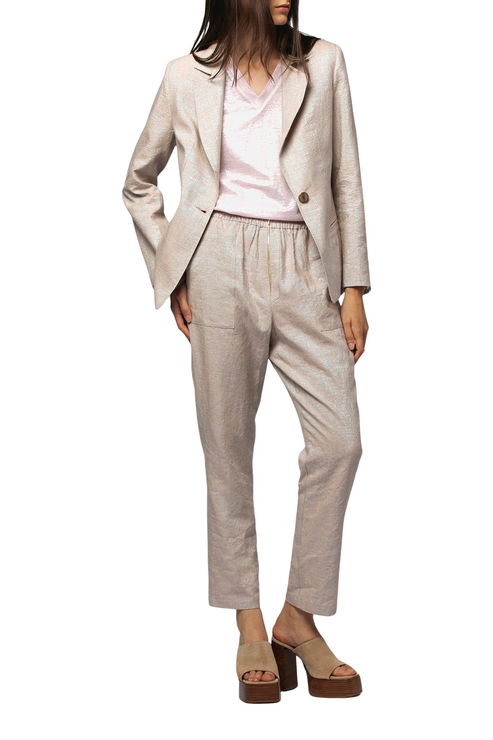 Vaena jacket in lurex linen - Dune
