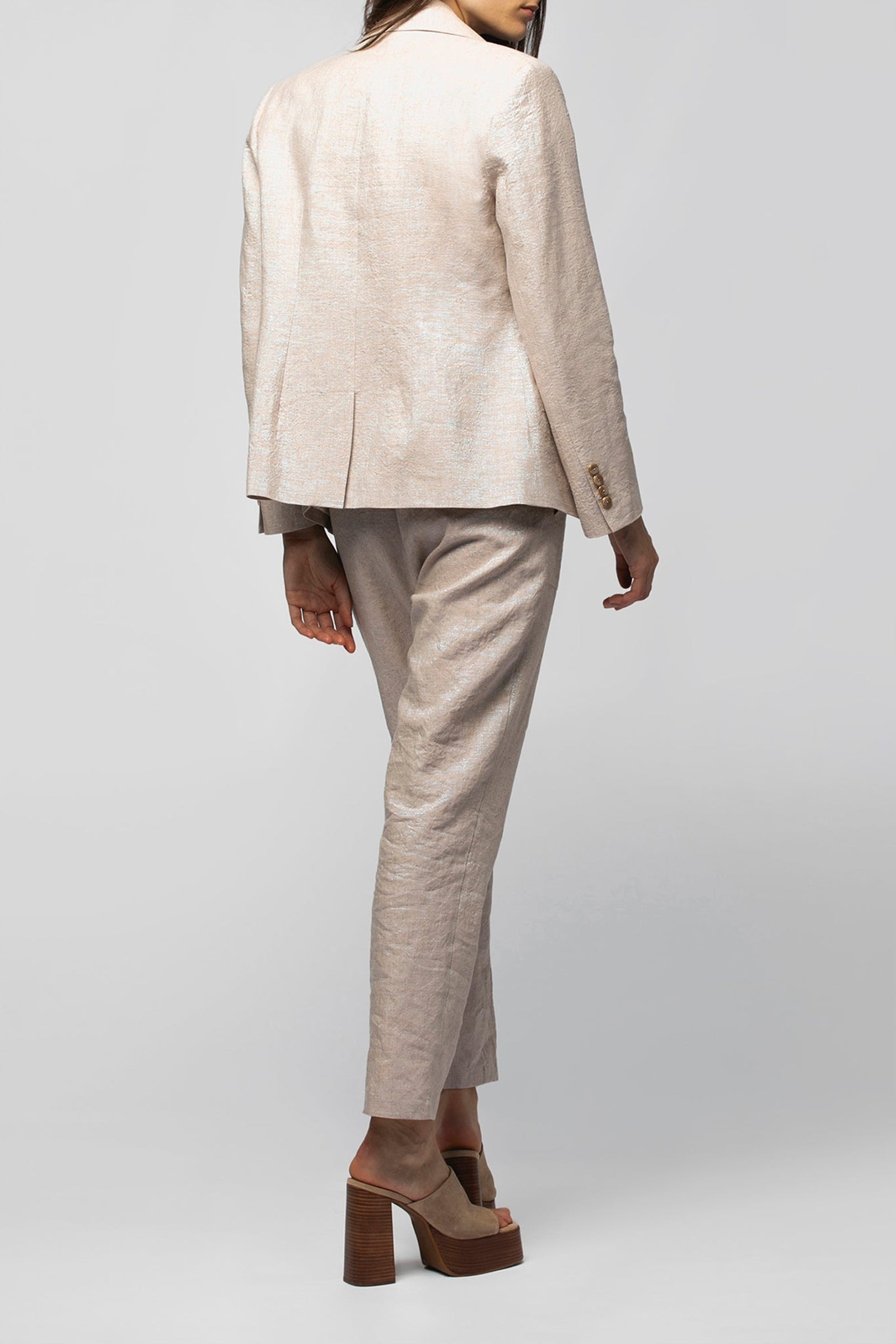 Vaena jacket in lurex linen - Dune
