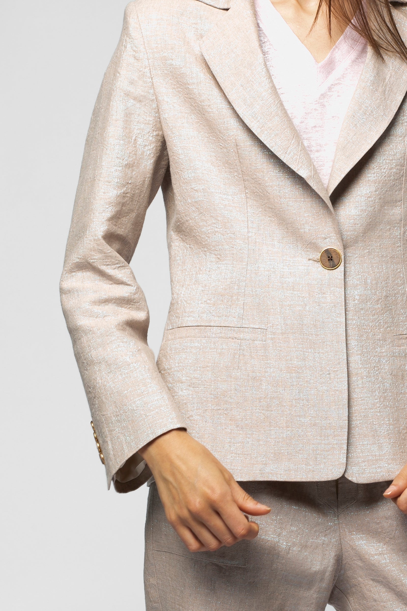 Vaena jacket in lurex linen - Dune