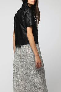 Vanissa short-sleeved leather jacket - Black