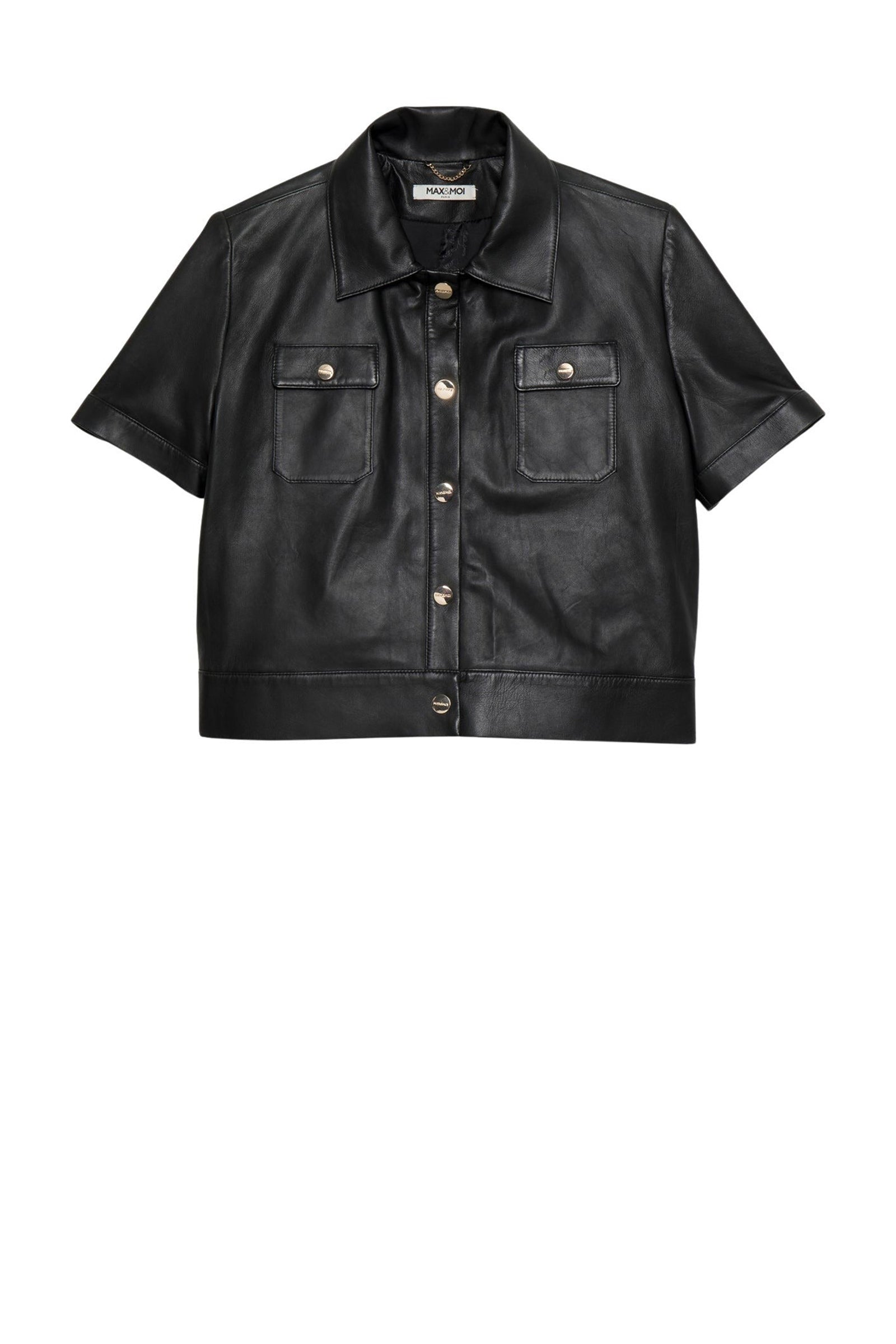 Vanissa short-sleeved leather jacket - Black