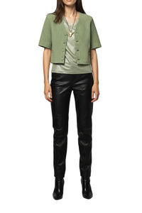 Vidya short jacket in suede leather - Almond