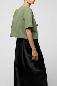 Vidya short jacket in suede leather - Almond