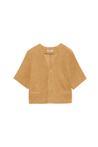 Vidya short jacket in suede leather - Dune