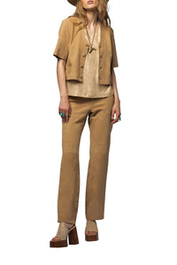 Vidya short jacket in suede leather - Dune