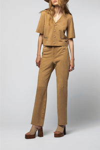 Vidya short jacket in suede leather - Dune