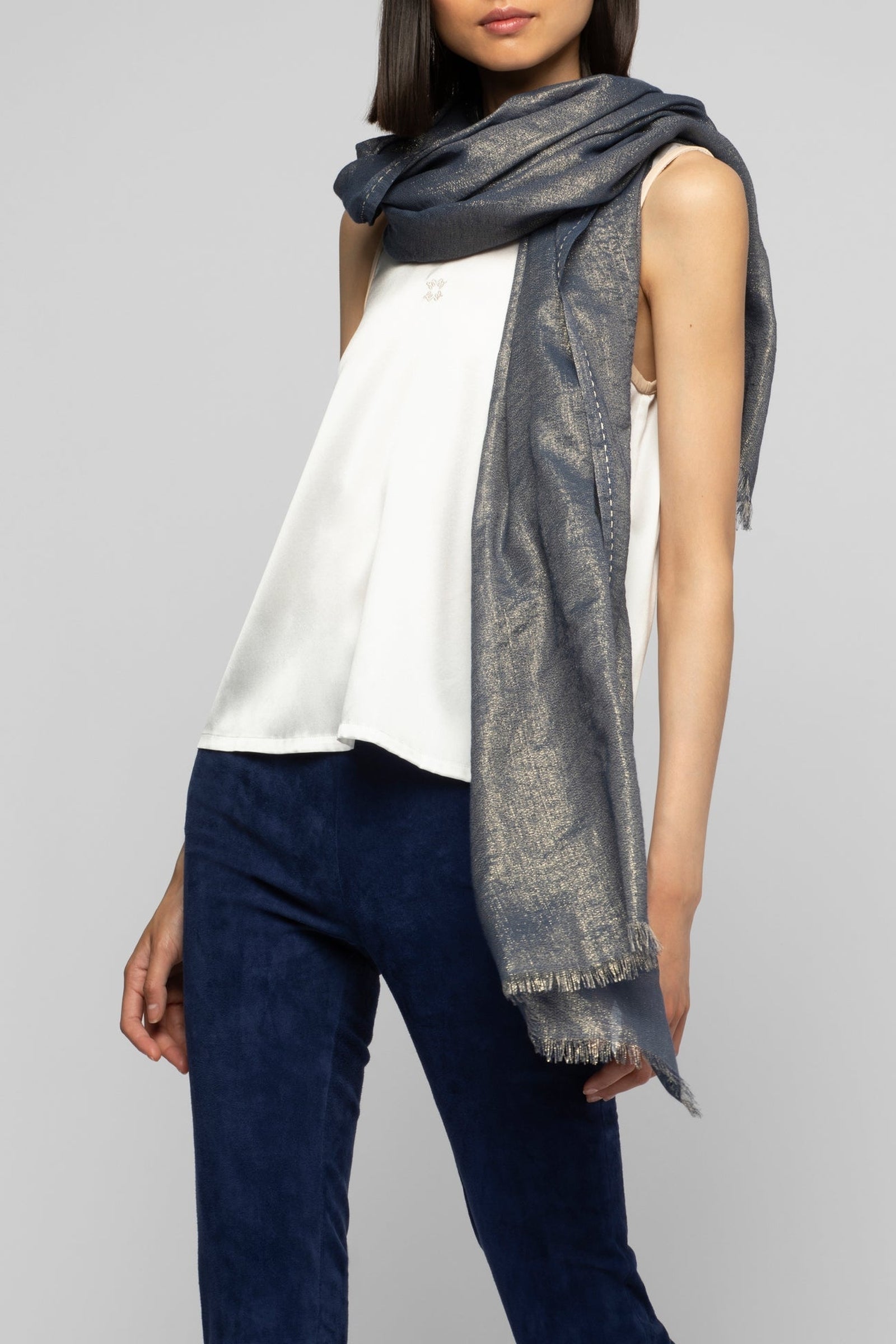 Aleyde scarf with lurex thread - Navy