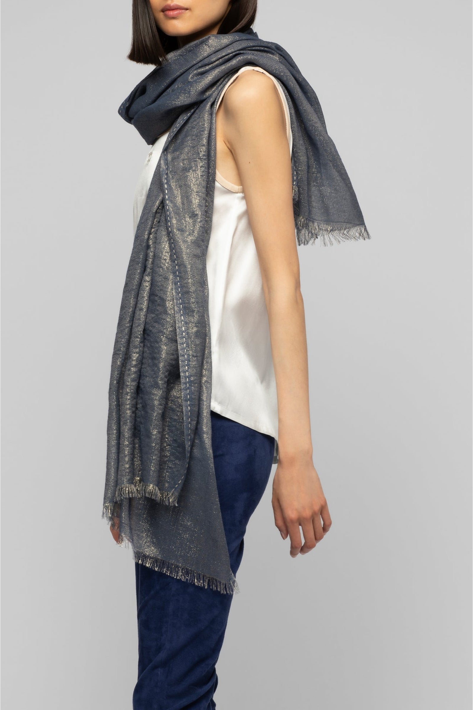 Aleyde scarf with lurex thread - Navy