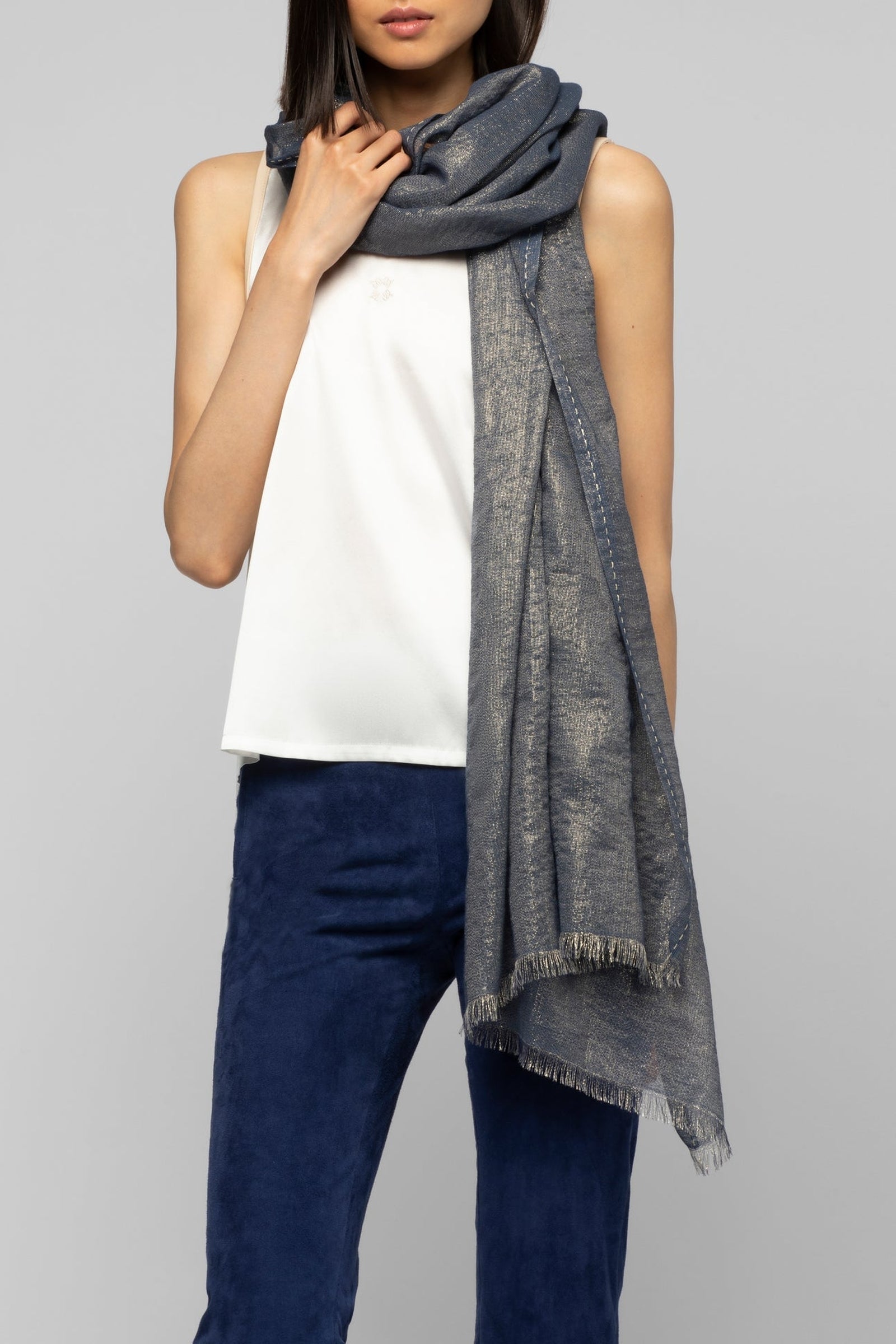 Aleyde scarf with lurex thread - Navy