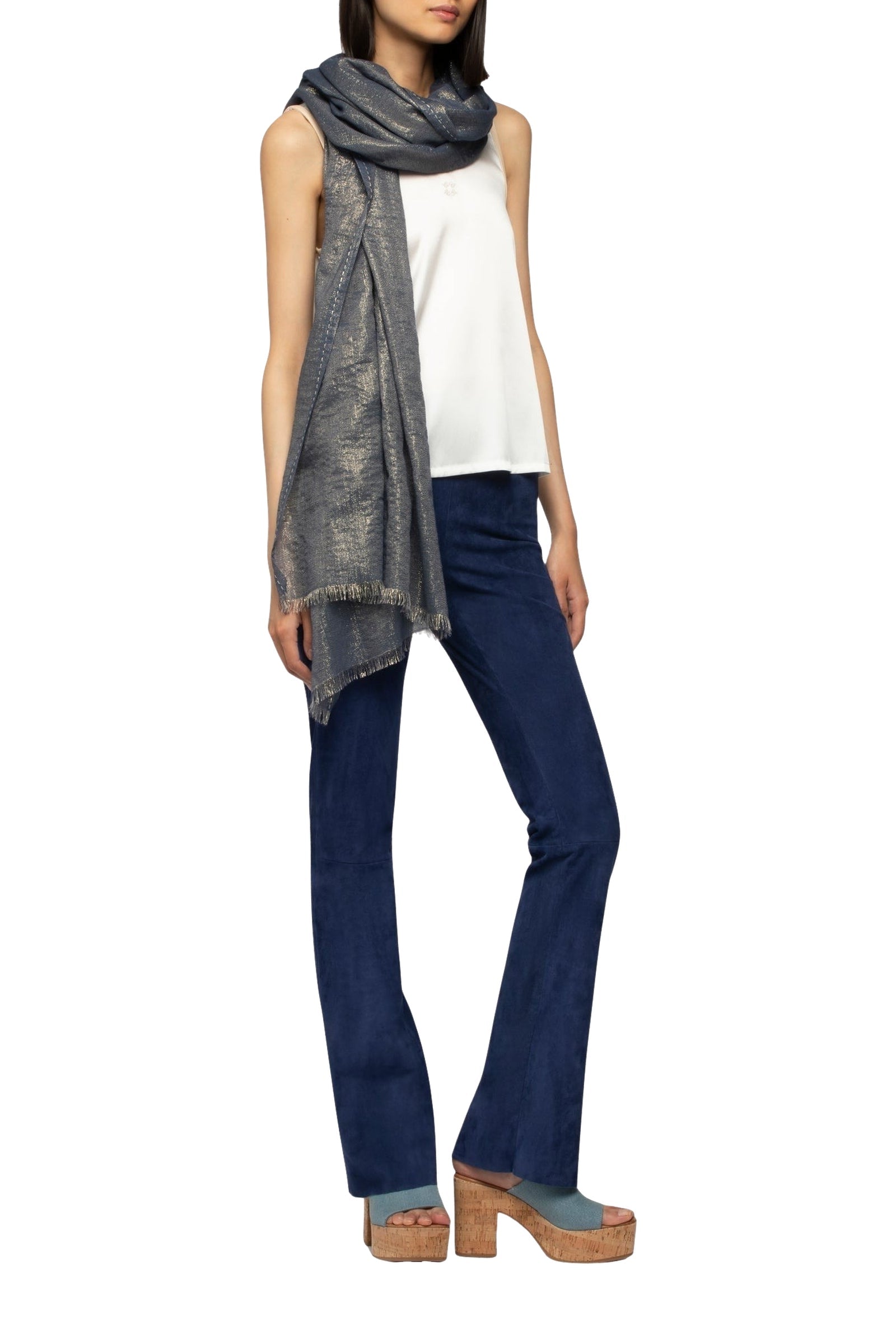 Aleyde scarf with lurex thread - Navy