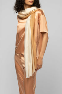 Foulard Amandine tie-and-dye avec fils lurex - Camel