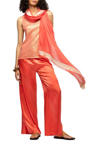 Amarine scarf with contrasting stripes and lurex - Corail