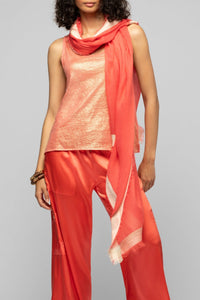 Amarine scarf with contrasting stripes and lurex - Corail