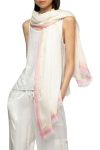 Amarine scarf with contrasting stripes and lurex thread - White