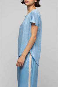 Pantalon Badga en soie et bandes en maille côtelée - Ciel