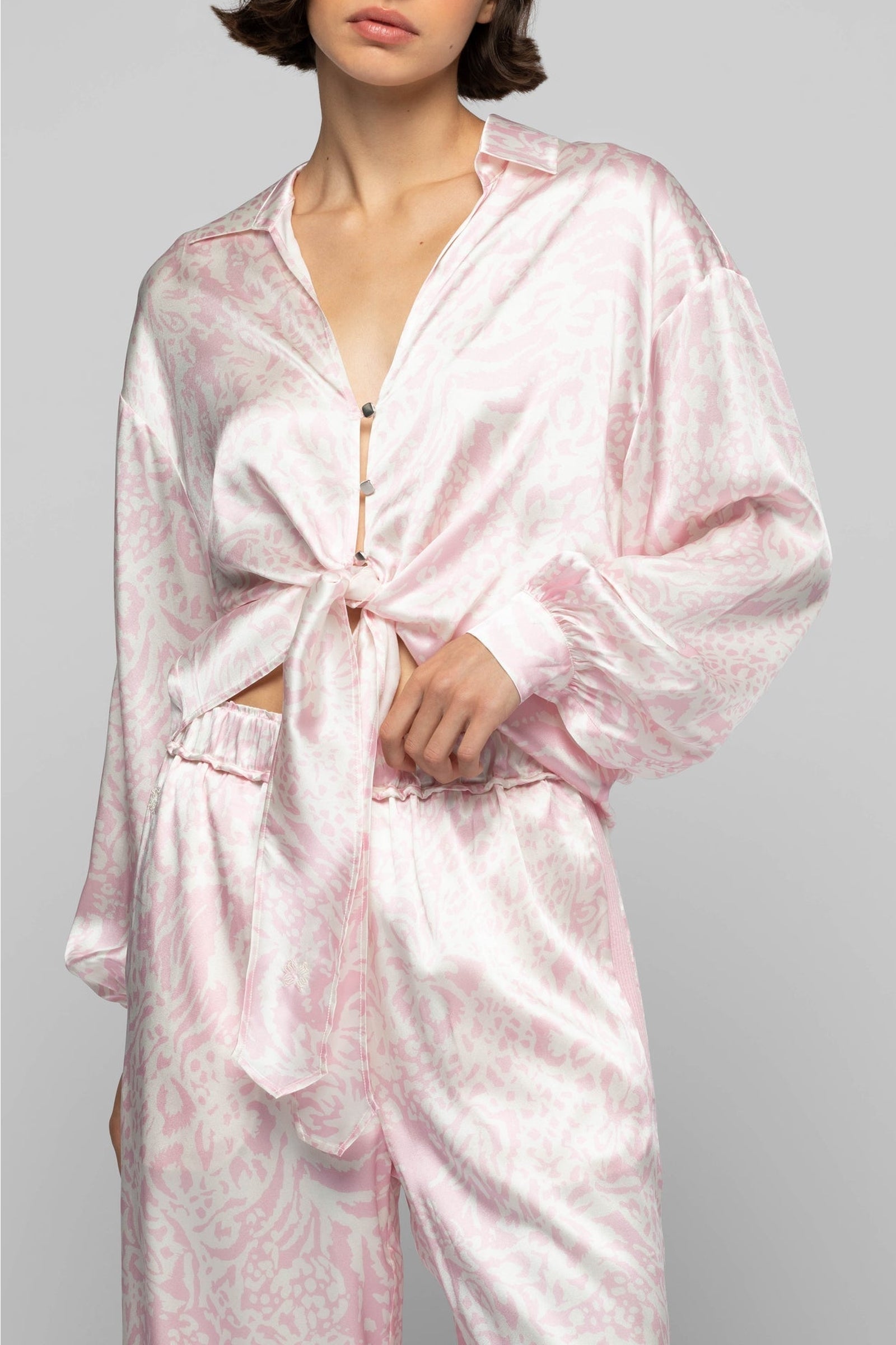 Pantalon Badga en soie et bandes en maille côtelée - Printleo