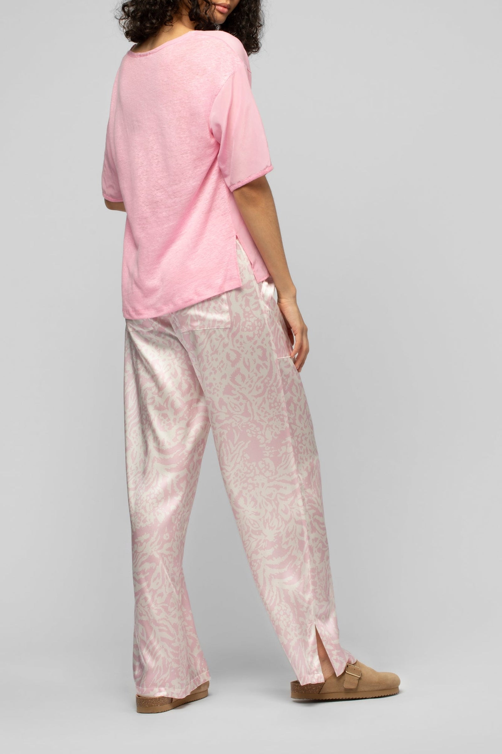 Baimy loose-fit silk leopard print trousers - Printleo