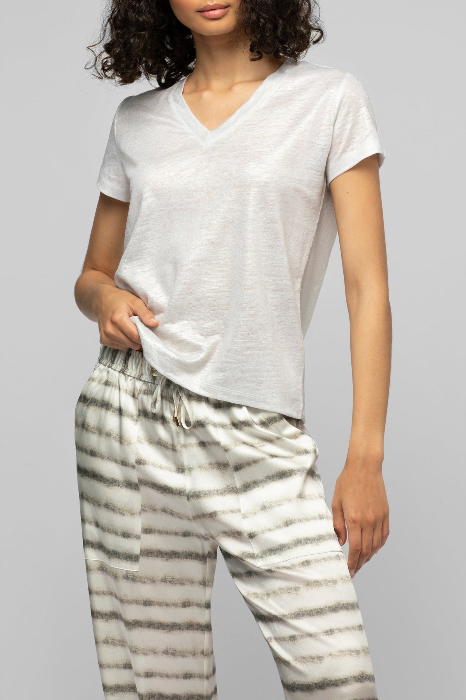 Pantalon Baimy ample et fluide en soie à imprimé - Tie & Dye rayé