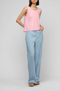 Pantalon Baina ample à taille haute façon denim - Denim