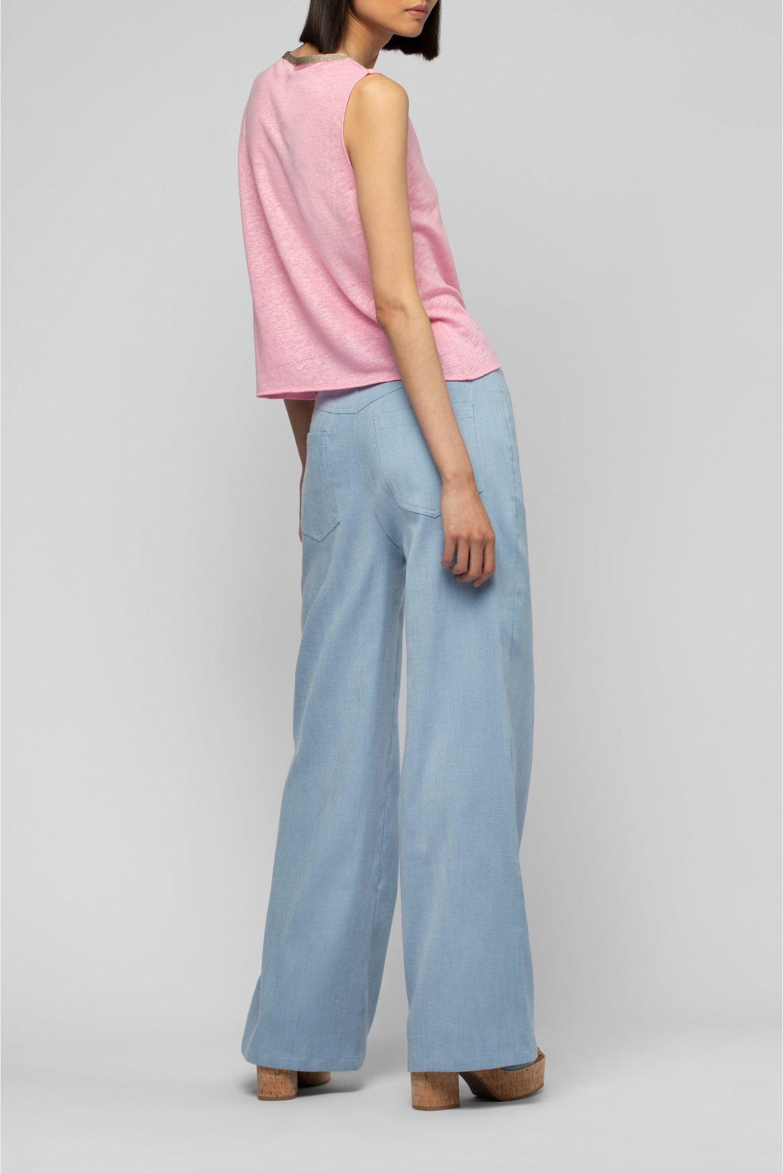 Pantalon Baina ample à taille haute façon denim - Denim