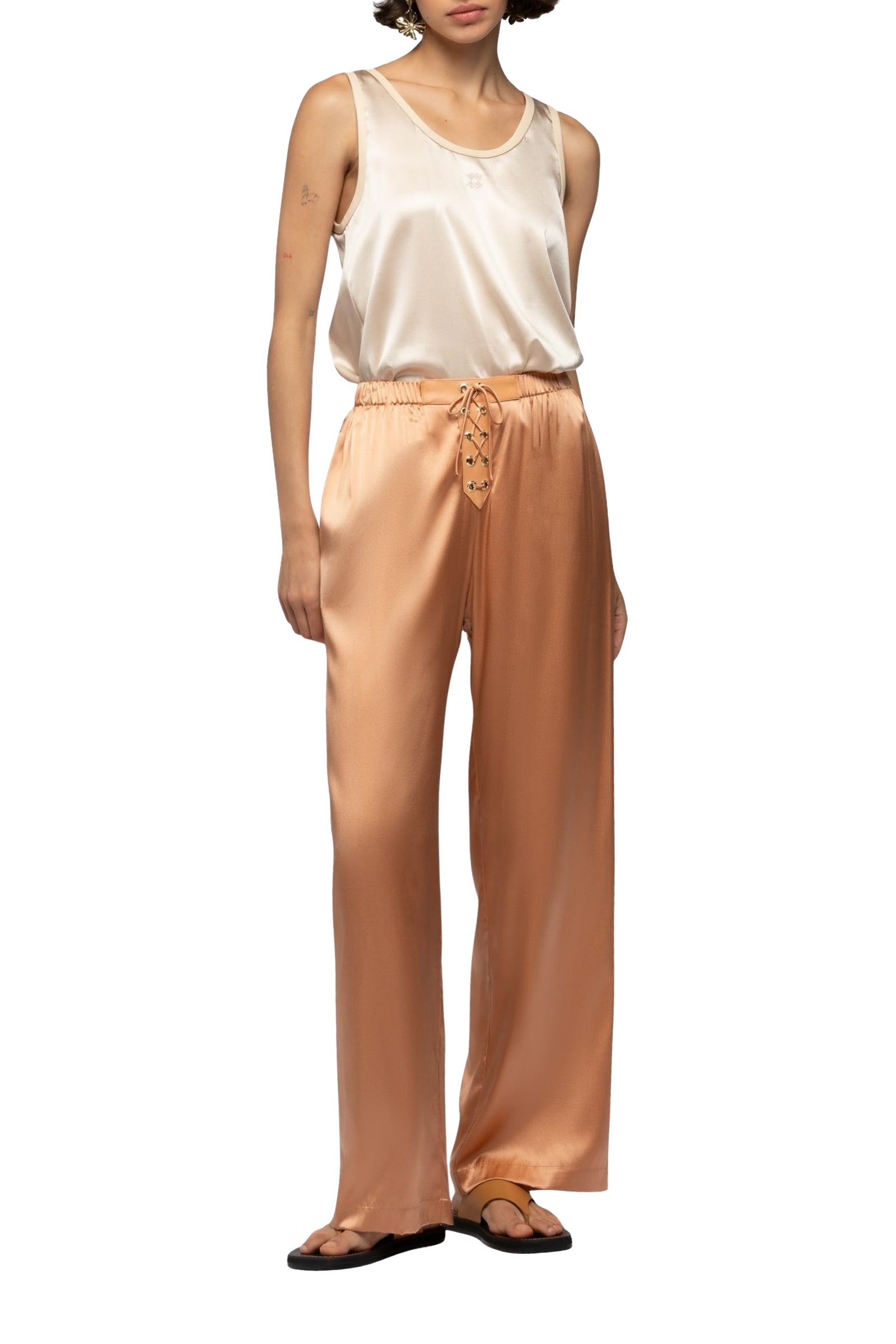Balexina stretch silk trousers - Camel
