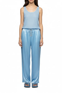 Pantalon Balexina en soie stretch - Ciel