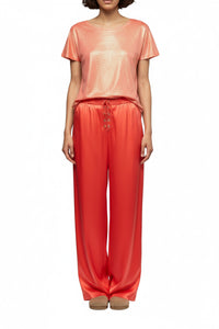 Pantalon Balexina en soie stretch - Corail