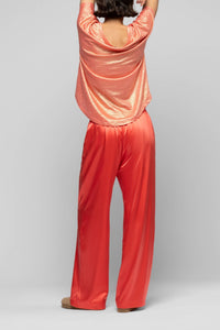 Pantalon Balexina en soie stretch - Corail