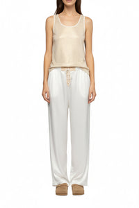 Pantalon Balexina en soie stretch - White