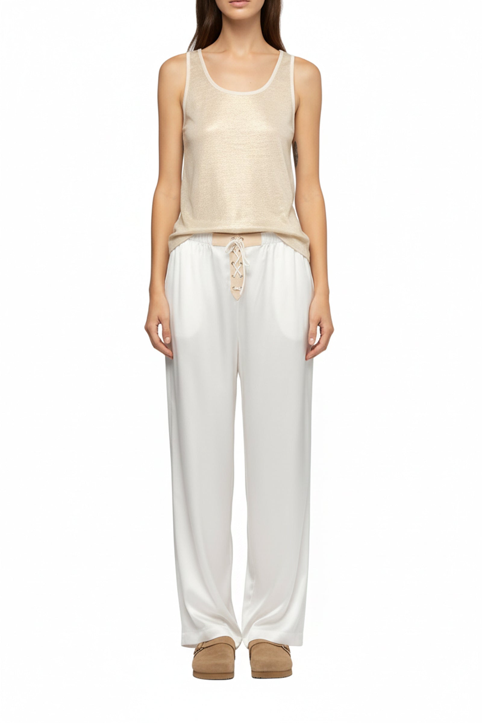 Pantalon Balexina en soie stretch - White