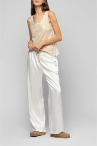 Pantalon Balexina en soie stretch - White