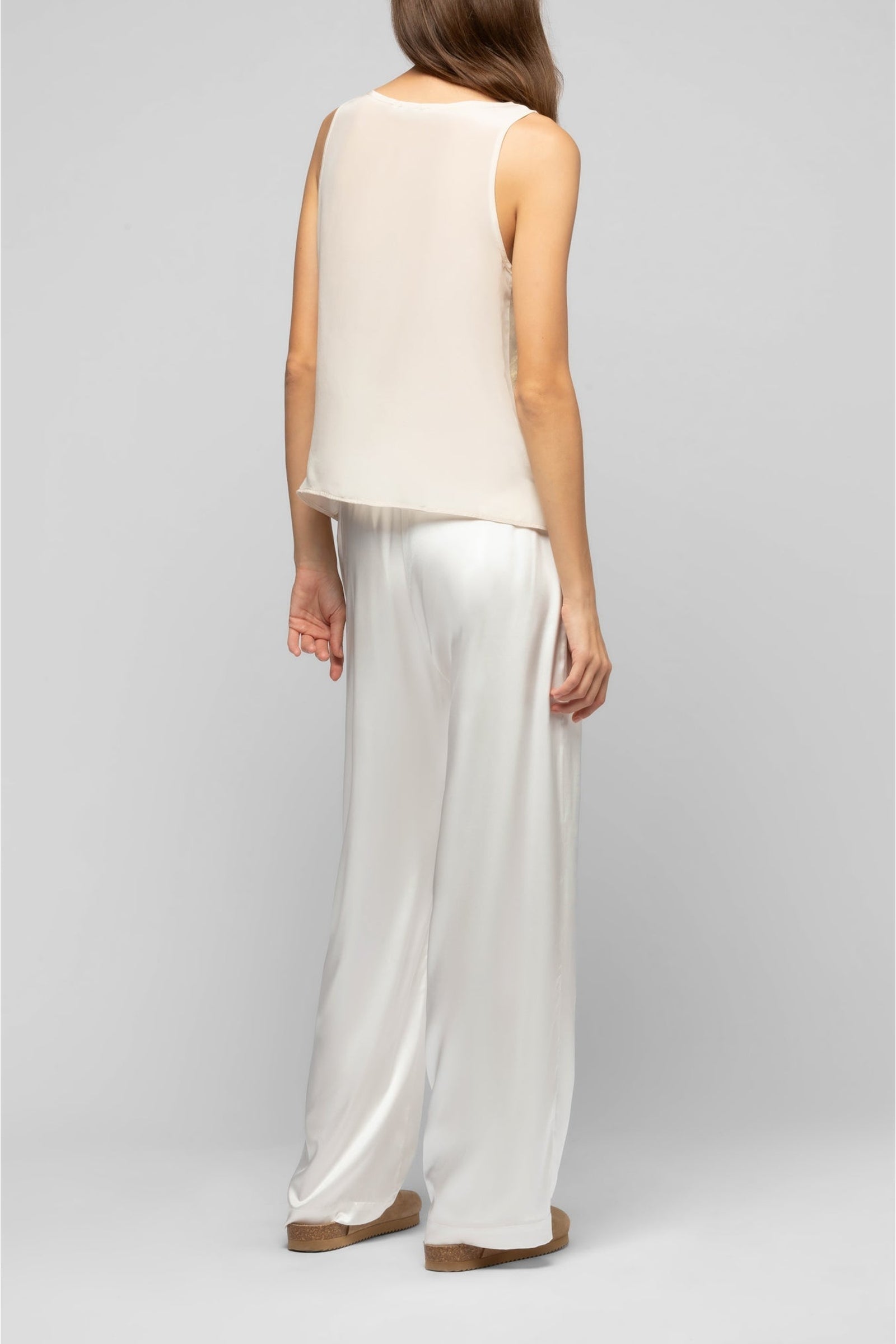 Pantalon Balexina en soie stretch - White