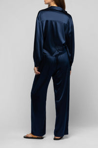 Pantalon Balexina en soie stretch - Marine