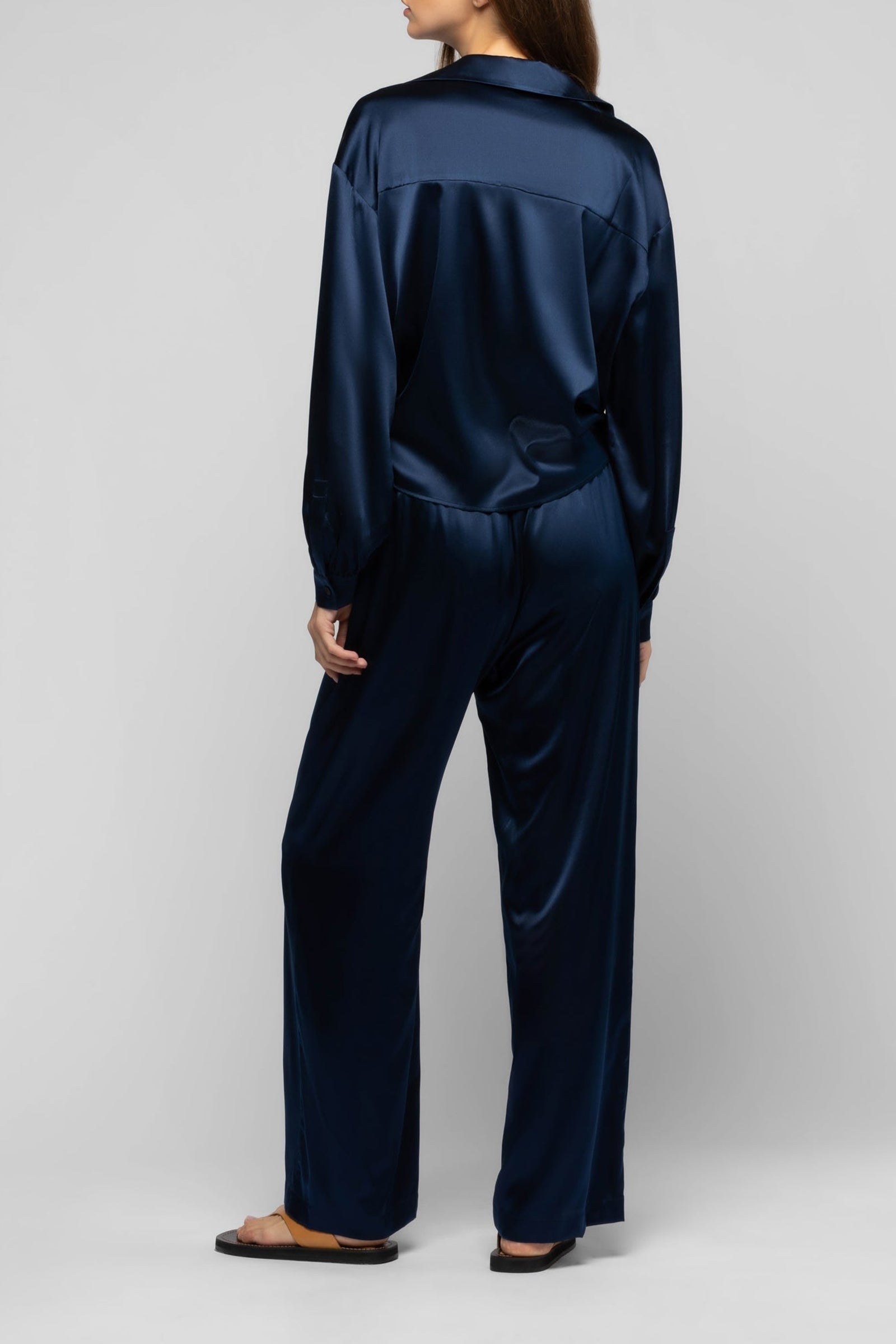 Pantalon Balexina en soie stretch - Marine