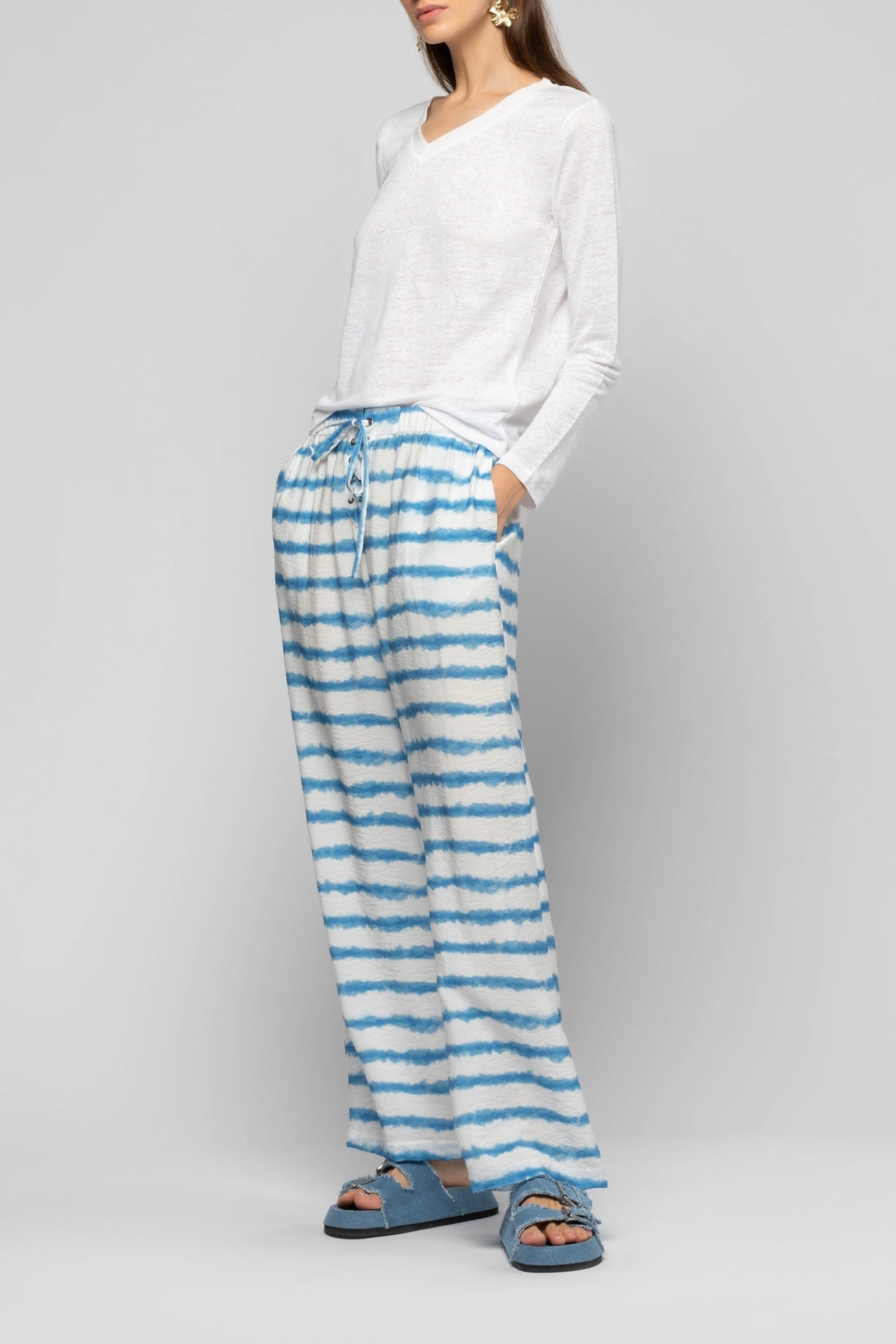 Pantalon Ballyne ample à imprimé tie-and-dye rayé - Tie & Dye rayé Cie