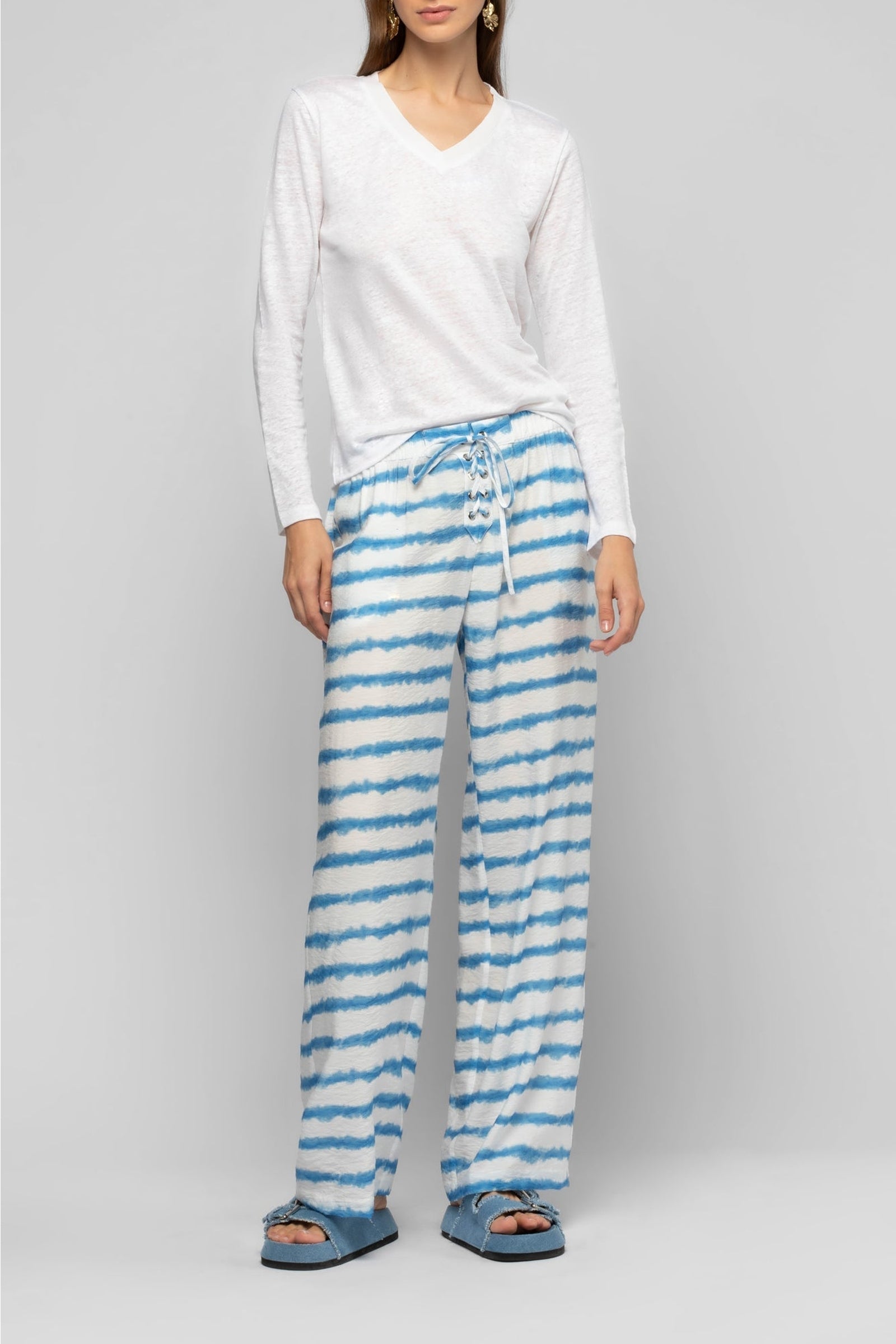 Pantalon Ballyne ample à imprimé tie-and-dye rayé - Tie & Dye rayé Cie