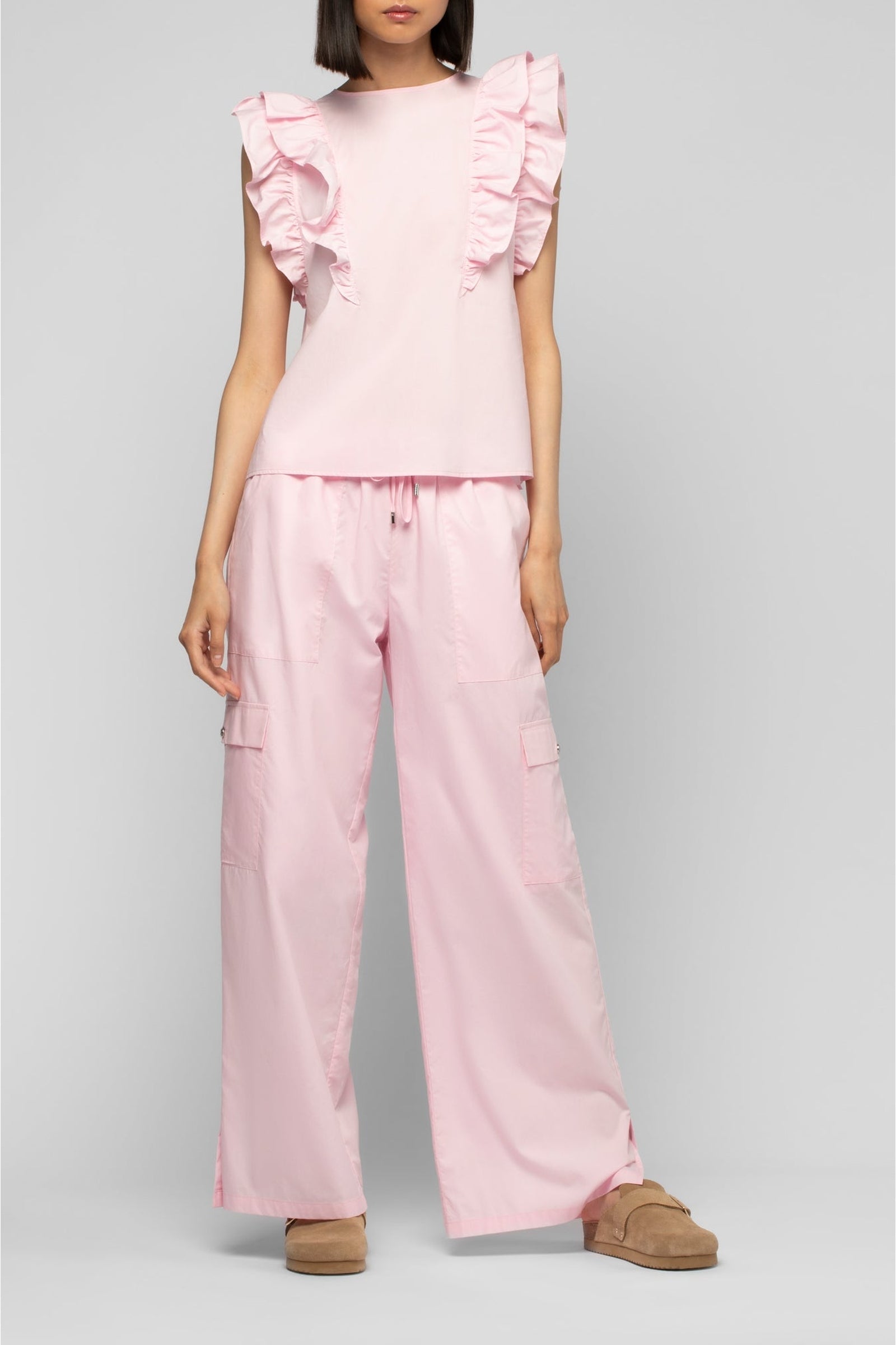 Pantalon Baniela cargo taille haute - Dragée