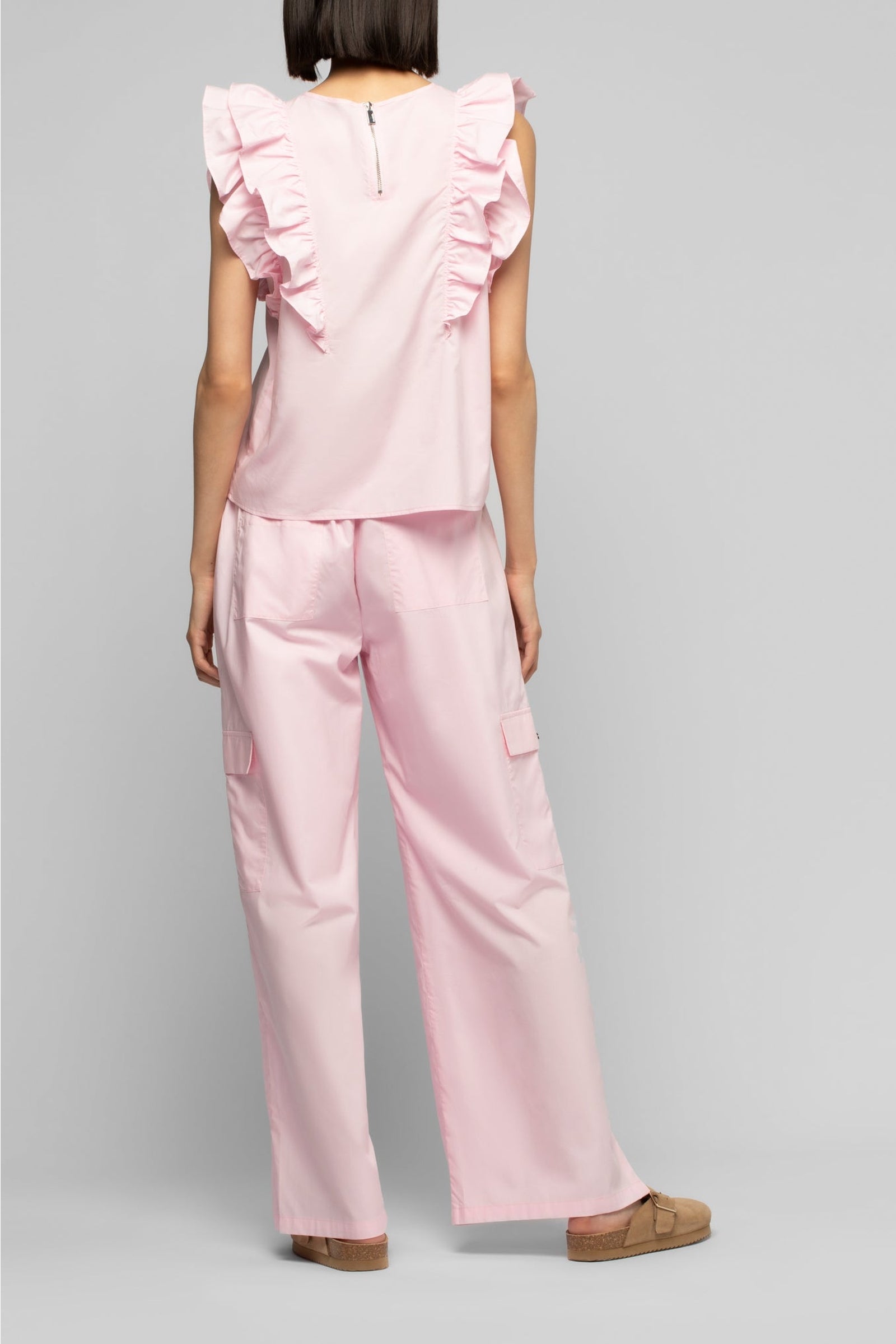 Pantalon Baniela cargo taille haute - Dragée