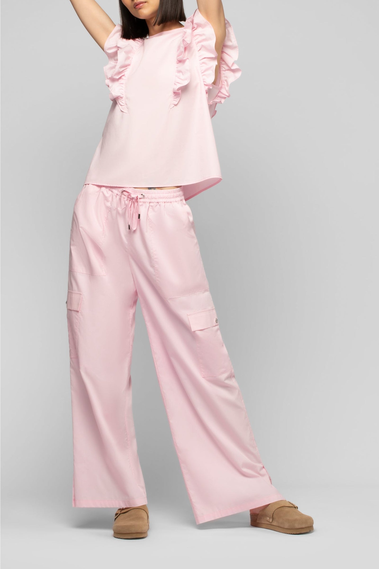 Pantalon Baniela cargo taille haute - Dragée