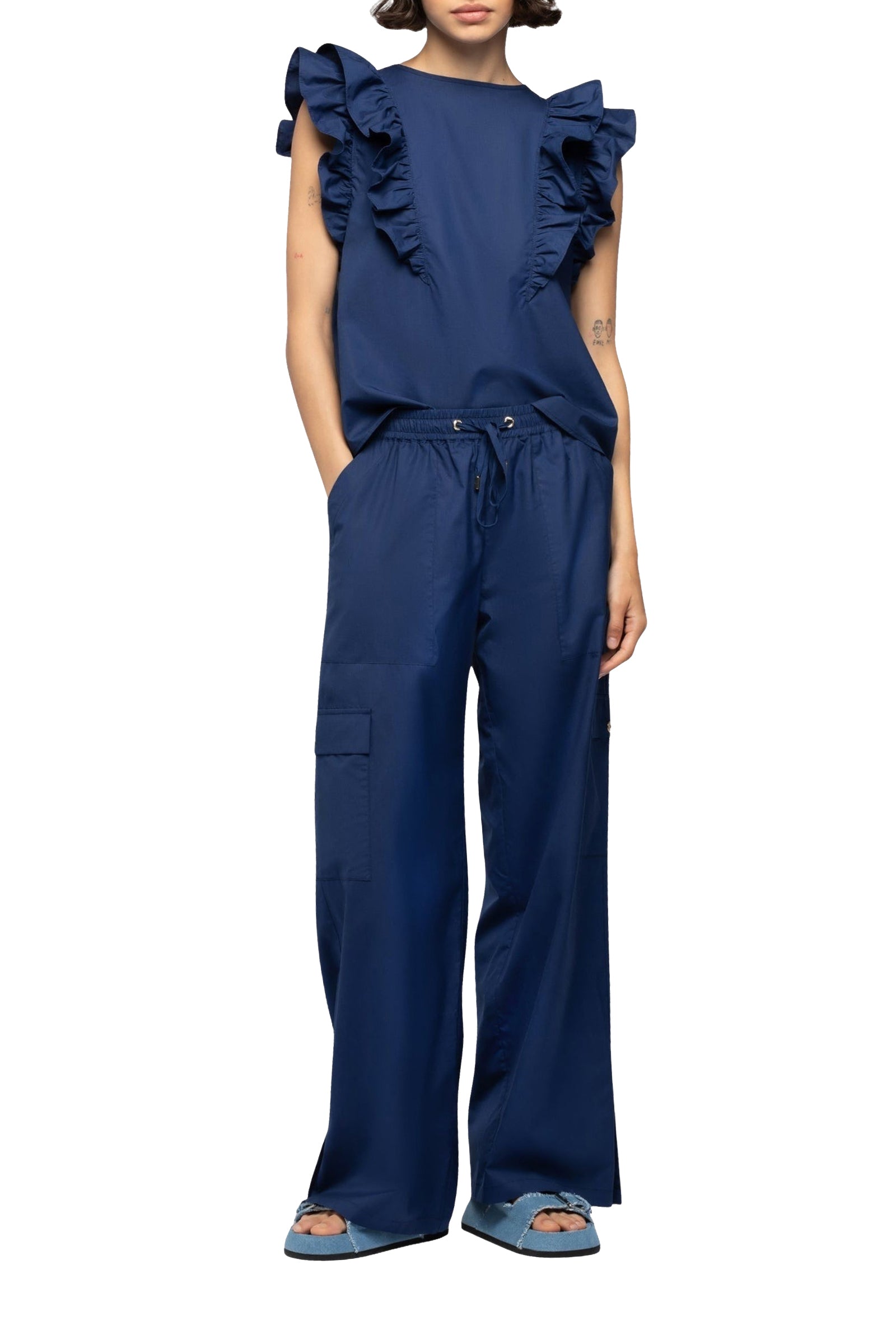 Pantalon Baniela cargo taille haute - Marine