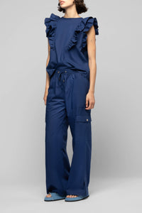 Pantalon Baniela cargo taille haute - Marine