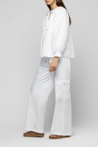 Pantalon Baniela cargo taille haute - White
