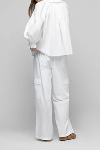 Pantalon Baniela cargo taille haute - White