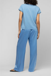 Pantalon Barabelle en soie ample et taille haute - Denim